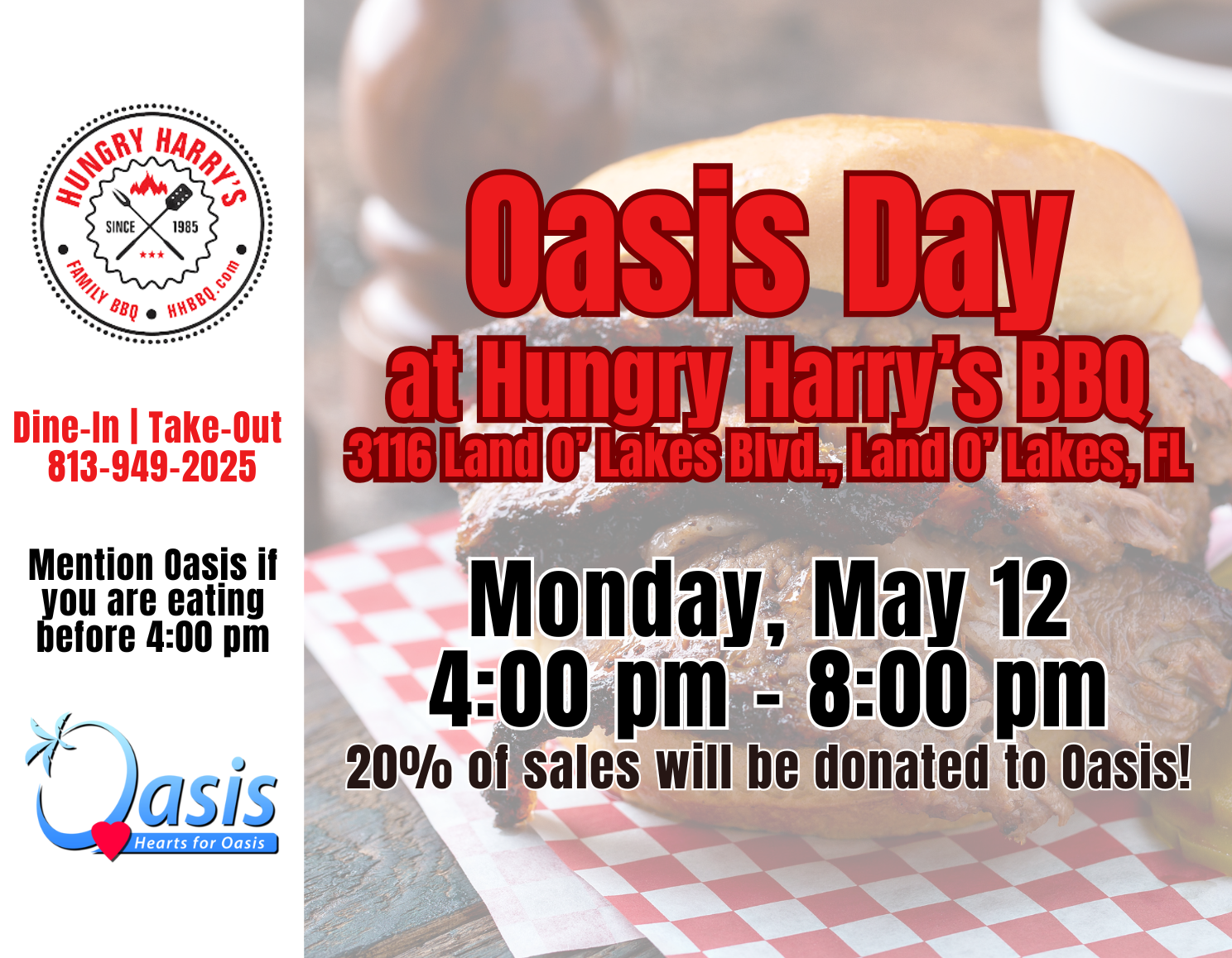 Poster of Annual Oasis Day for 2025 at Hungry Harry's