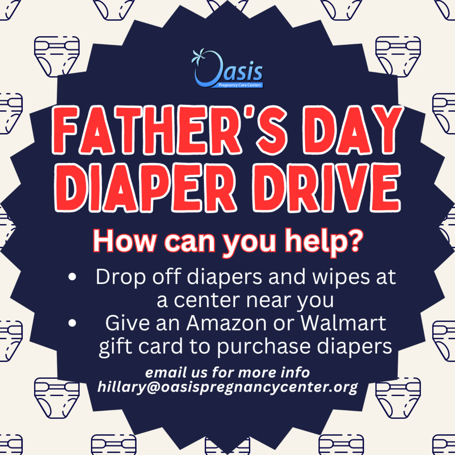 Instructions on How To Participate in Father's Day Diaper Drive